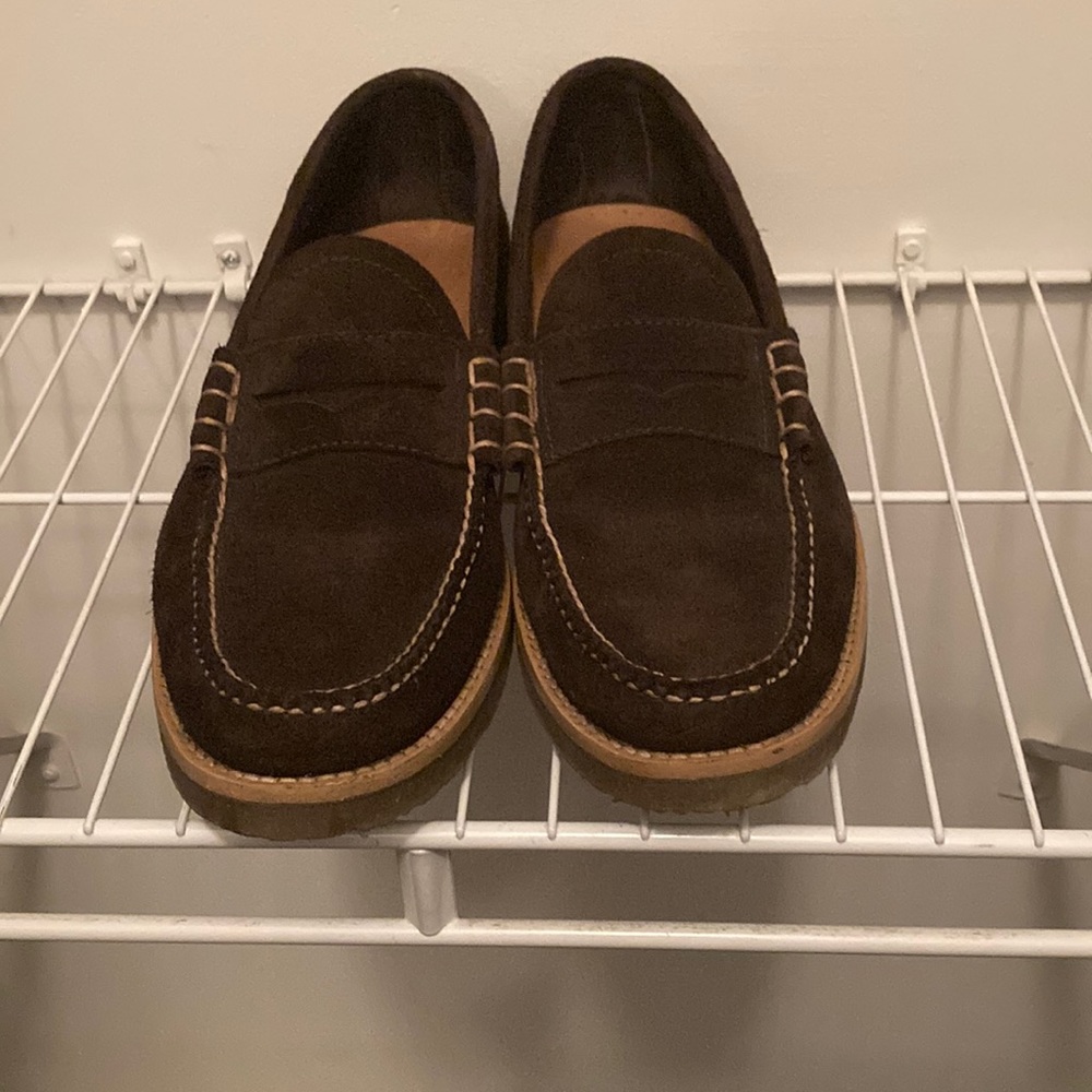 NWOT Brown suede G.H. Bass penny loafers